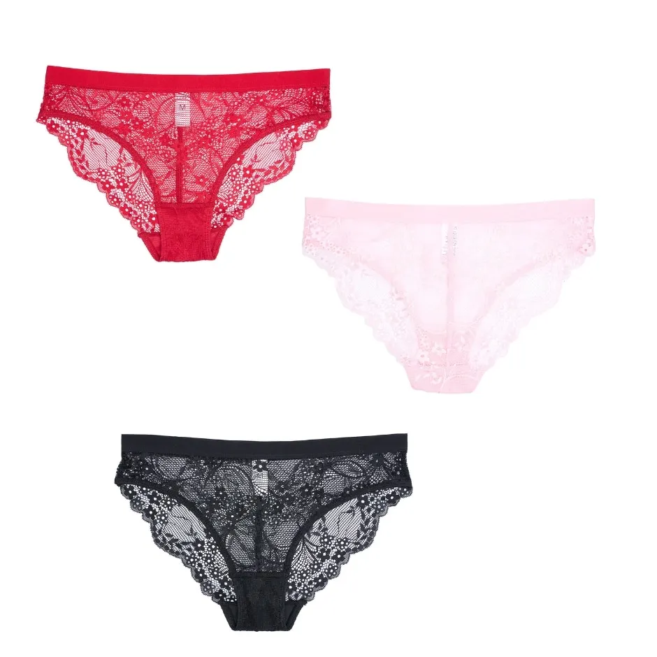Lace Panty Pack - Red, Pink, and Black, 3 pk.