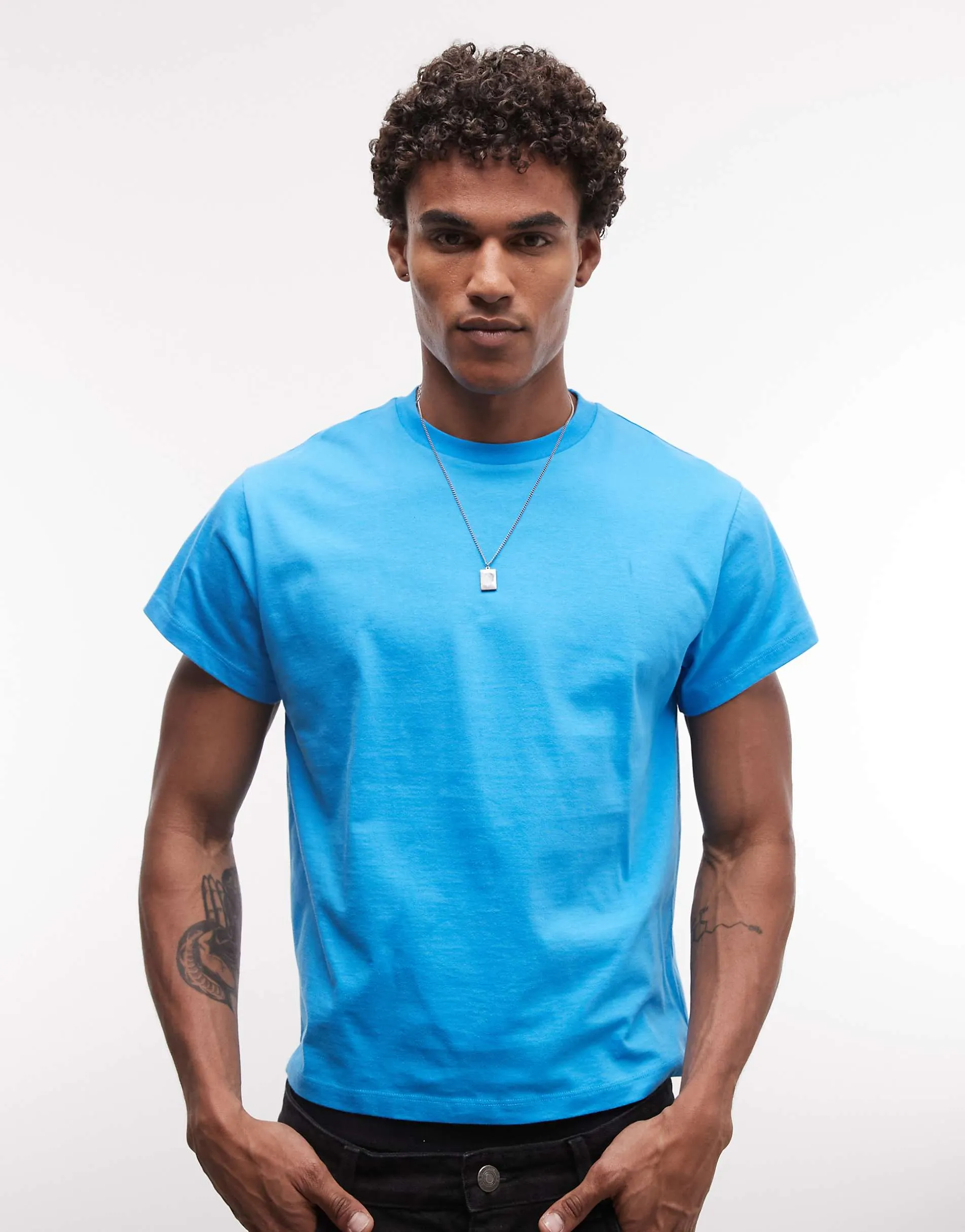Reclaimed Vintage boxy oversized cropped t-shirt in turquoise