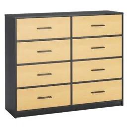 Fraser Country -Lada Home 8 Drawer Storage Dresser Wide Black & Oak