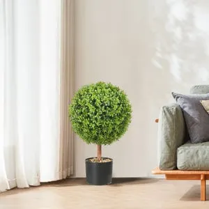 Bola de boj artificial SucceBuy, set 2 topiarios 559 mm, ancho 365 mm, plantas decorativas con mariposas, interior exterior