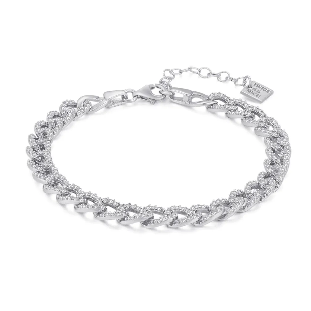 Armband in zilver, gourmet met zirkonia