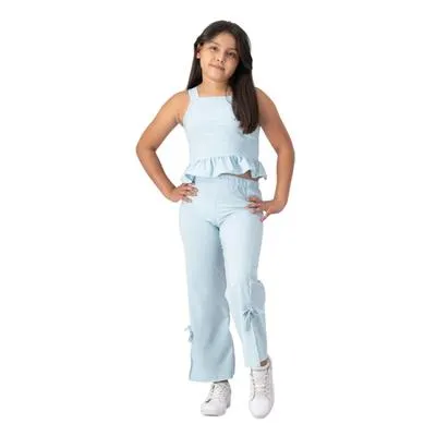Conjunto Fantastic Niña Blusa Olán En Cintura Y Pantalón Acampanado