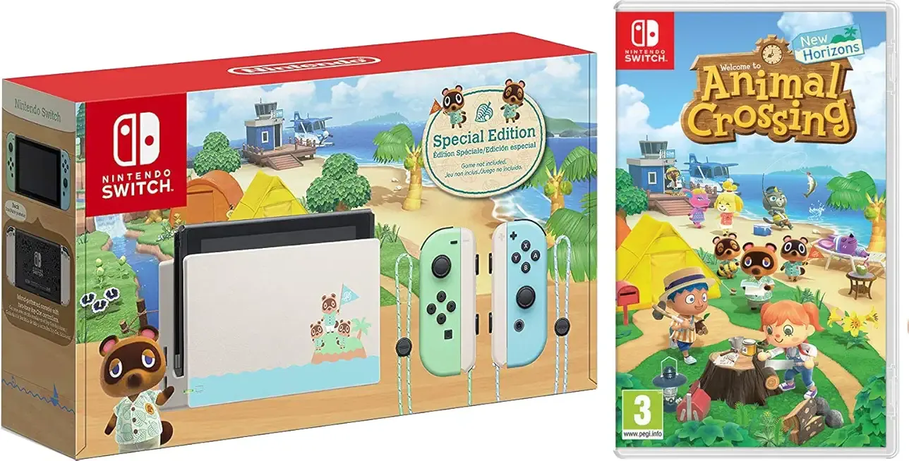Animal Crossing: New Horizons Nintendo Switch Console Edition with Game Included Bundle