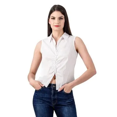 Blusa Mxstaza Mujer Diseño Liso Fruncido Frontal