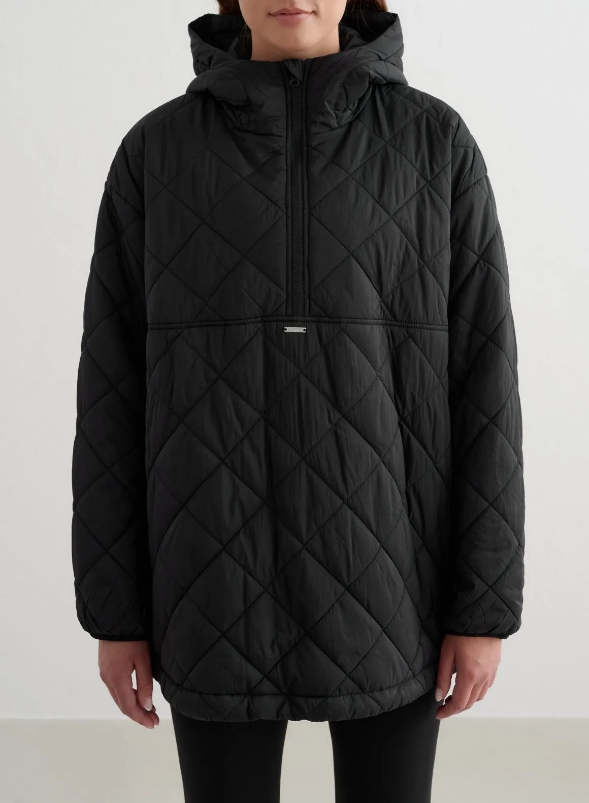 Black Oversized Quilted Anorak