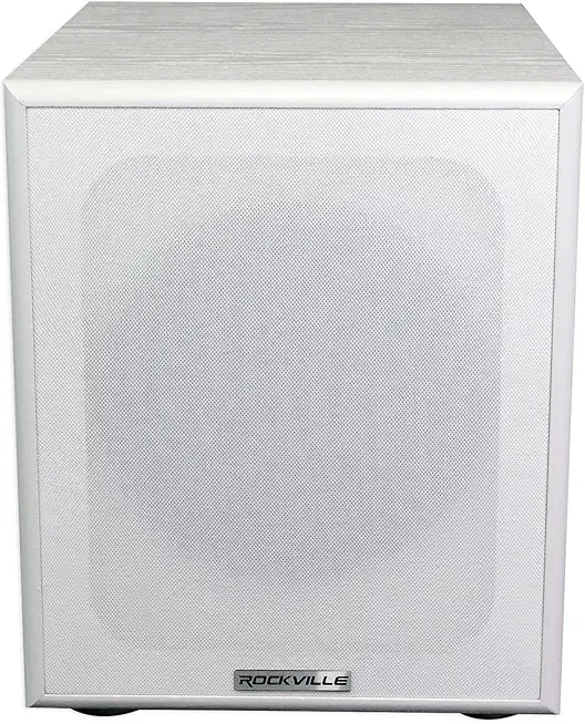 Rockville Rock Shaker 8" 400W Powered Subwoofer, Deep Bass, Class-D Amp, RCA Inputs, MDF Enclosure, White Finish, for Home Theater & Studio