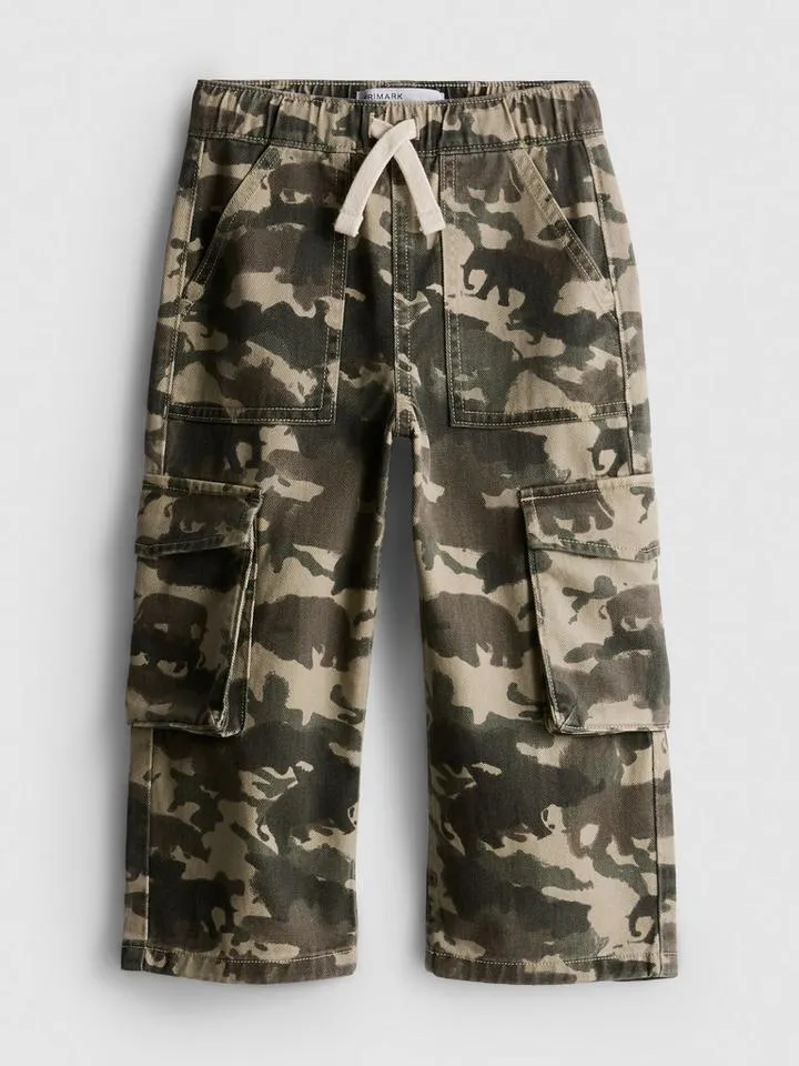 1–9 ans | Pantalon cargo imprimé en pur coton