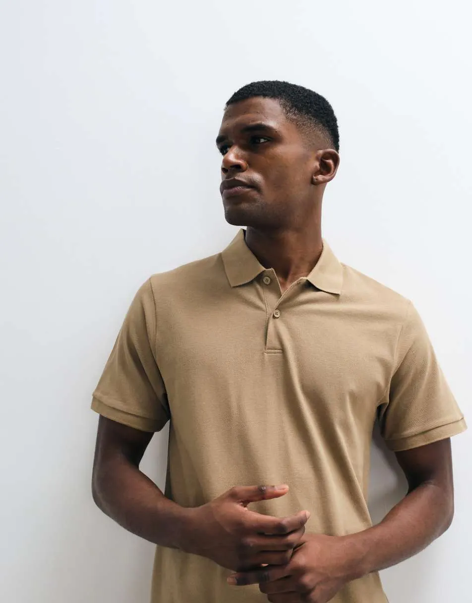 ASOS DESIGN Essentials regular fit polo in brown pique
