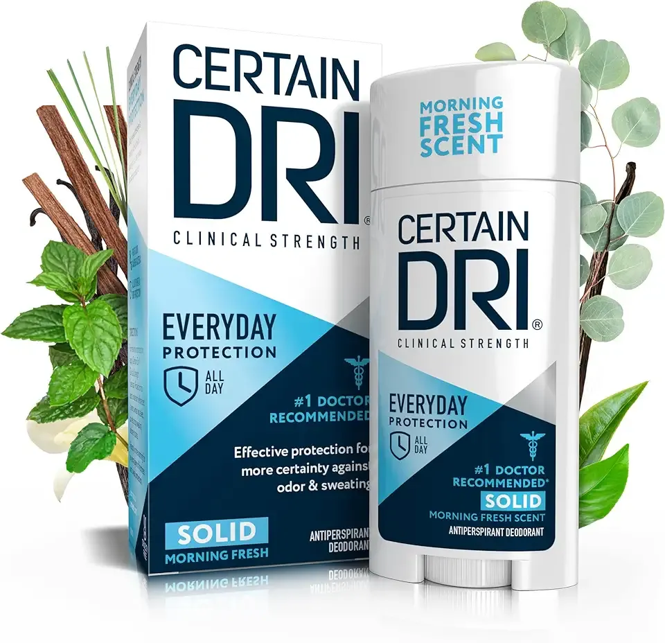 Certain Dri Everyday Strength Clinical Antiperspirant, 72-Hour Sweat Protection for Hyperhidrosis, Doctor-Recommended, Travel-Friendly, Fresh Scent, 2.6 oz, (Pack of 1)