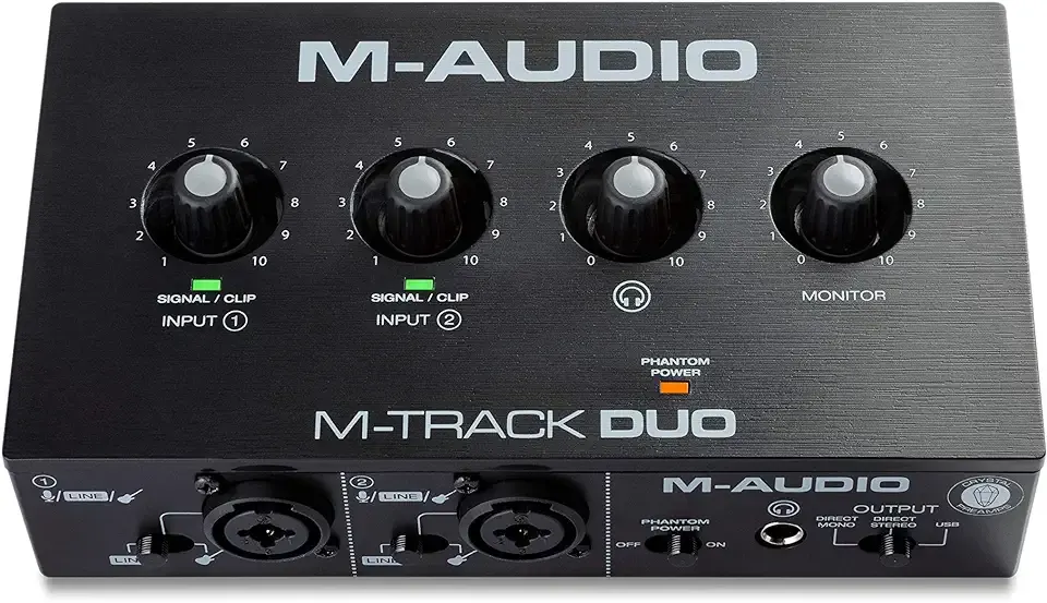 M-AUDIO M-Track Duo USB Audio Interface for Recording, Streaming and Podcasting with Dual XLR, Line and DI Inputs, plus a Software Suite Included