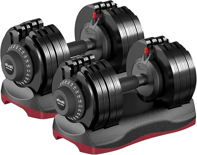 ATIVAFIT Adjustable Dumbbell Pair 12-in-1 Quick Dial Safety Lock Anti-Slip Grip Space-Saving Home Gym