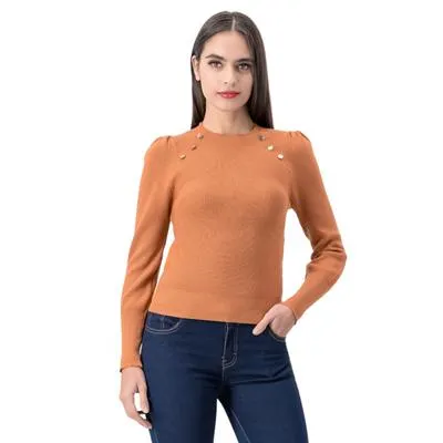 Suéter Mxstaza Mujer Manga Larga Diseño Acanalado