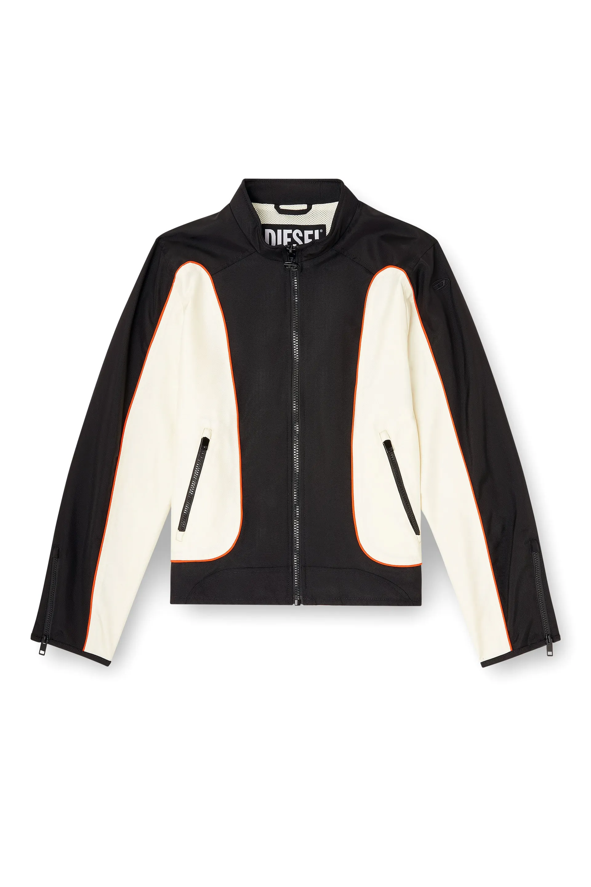 Nylon jacket with color block and piping details