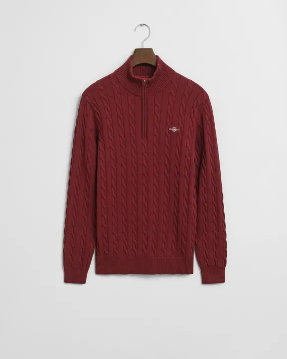 Kabelstrikket genser med half-zip