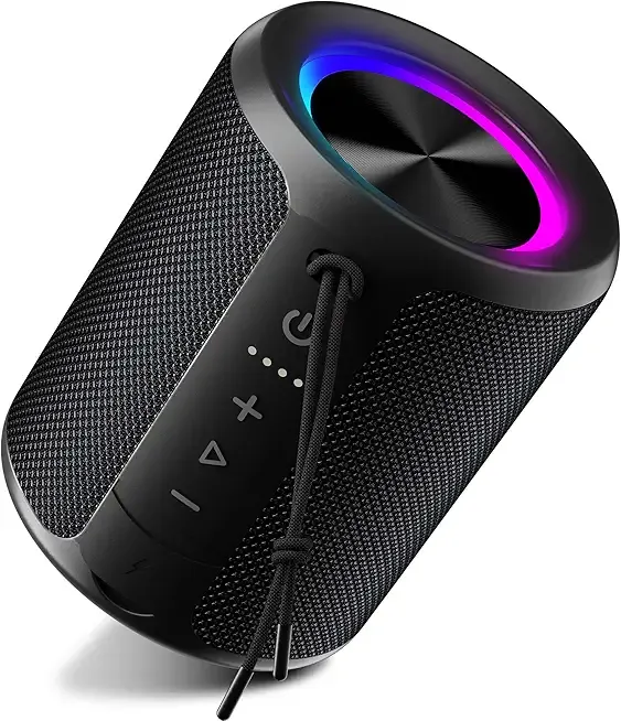 Portable Bluetooth Speaker, IPX7 Waterproof Wireless Speaker with 20W Loud Stereo Sound, 15H Playtime & Beat-Synced RGB Light, Small Outdoor Speaker for Shower, Pool, Beach, Hiking and Gifts
