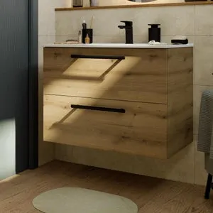 Mueble de baño con lavabo Remix2 roble 80x45 cm