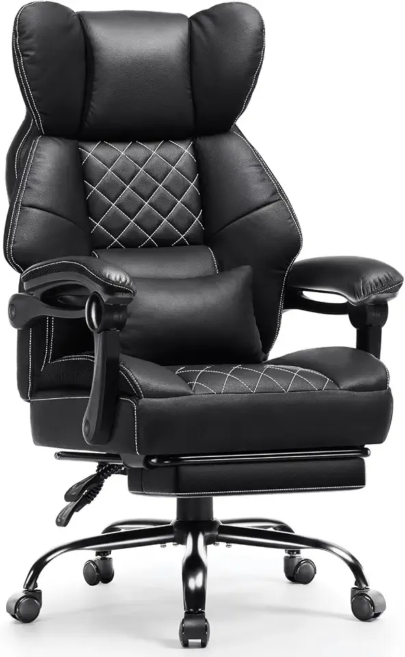 GTPLAYER Big&Tall Ergonomic Gaming Chair, Wide Spring Seat, Linkage Armrest,Black