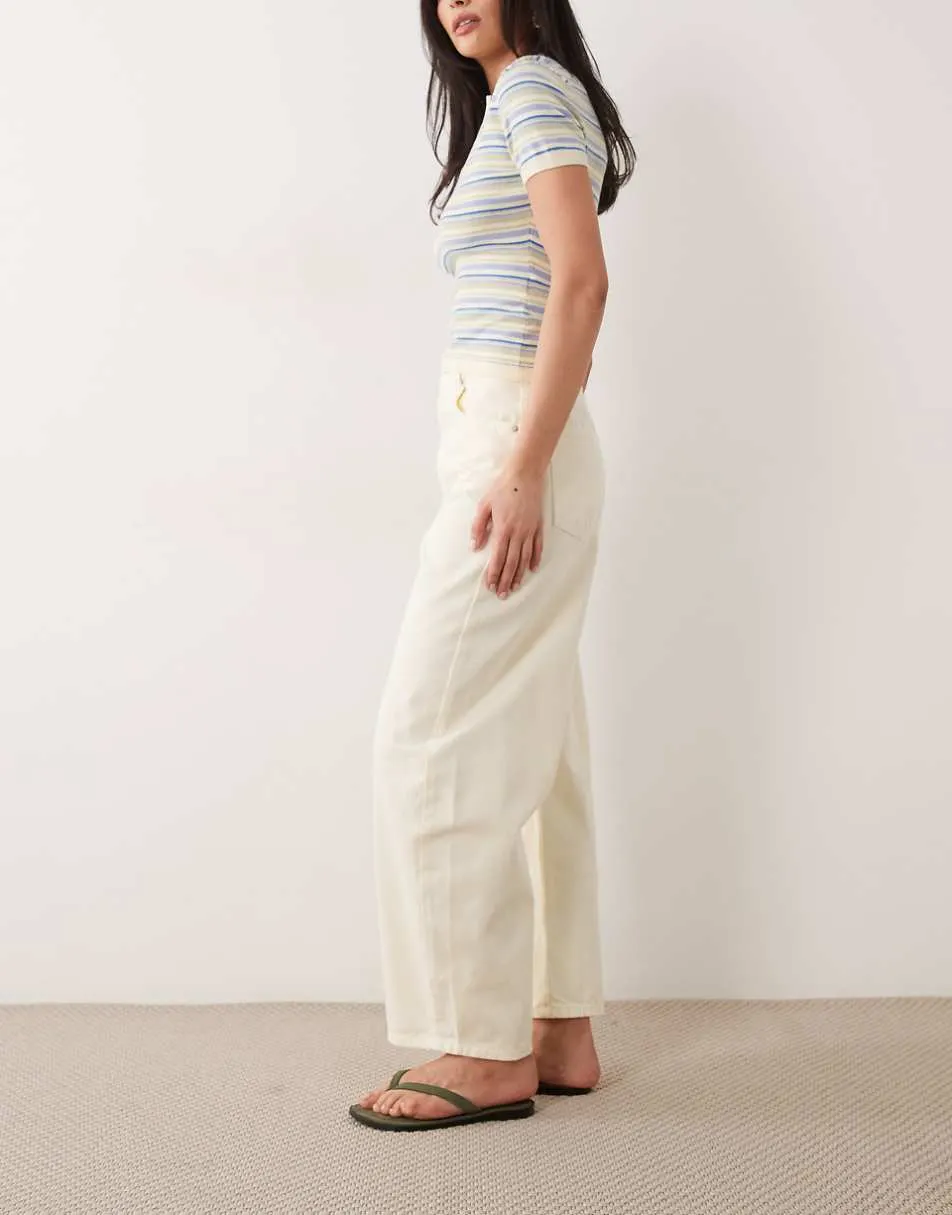ASOS DESIGN high waisted barrel jean in pastel yellow