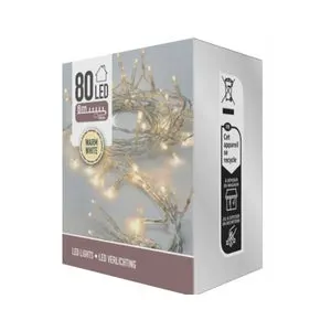 WellHome Guirnalda con 80 Luces LED Blanco cálido con cable transparente
