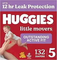 Huggies Little Movers Diapers Size 5, 132 Count (2 Packs of 66) Huggies Little Movers Diapers Size 5, 132…