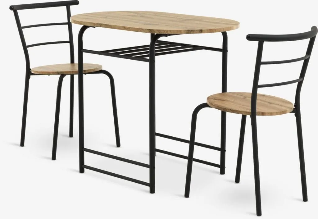 GADSTRUP Tavolo L92 cm + 2 GADSTRUP Sedie nero/color rovere