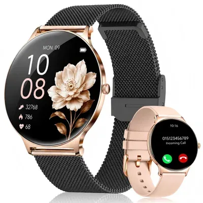 2026 Smartwatch Damen Ultradünn mit 1,56" AMOLED und 20 Tage AkkuIP68+5ATM Fitnessuhr,Bluetooth-Anruf,sowie SpO2,Herzfrequenz für Android und iOS