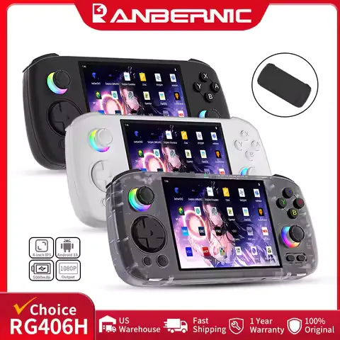 ANBERNIC RG406H Handheld Game Console 4inch IPS Multi-touch Screen 3D Hall Joystick Android Retro Video Games Player FOTA Update