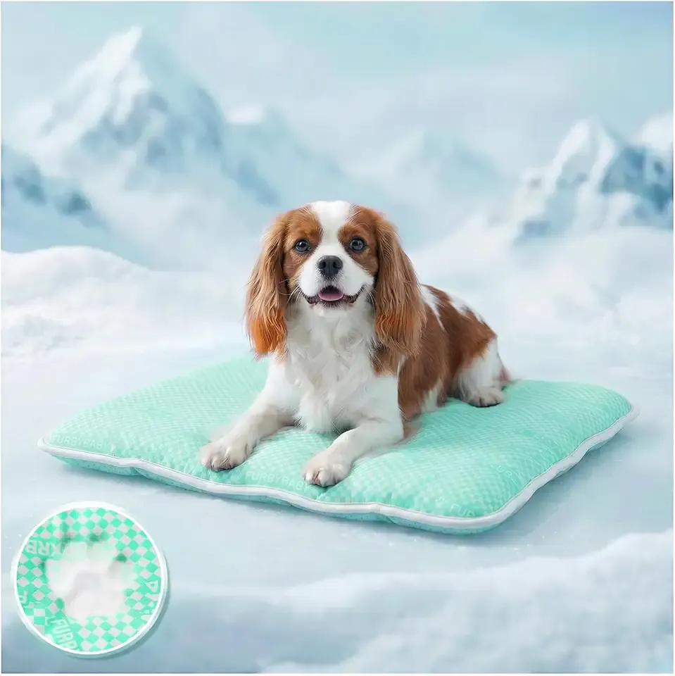 furrybaby Dog Cooling Mat Dog Bed mat, Extra-Thick Dog Crate Pad, Cat Bed, Washable Pet-Safe Magic Cooling Pad for Dogs Cats, Long Lasting Cooling for Crate Bed Indoor Outdoor Summer, 30x20, Mint