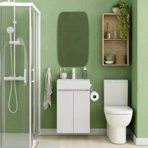 Mueble de baño con lavabo Espacio M blanco mate 45x35 cm fondo reducido con 2 puertas