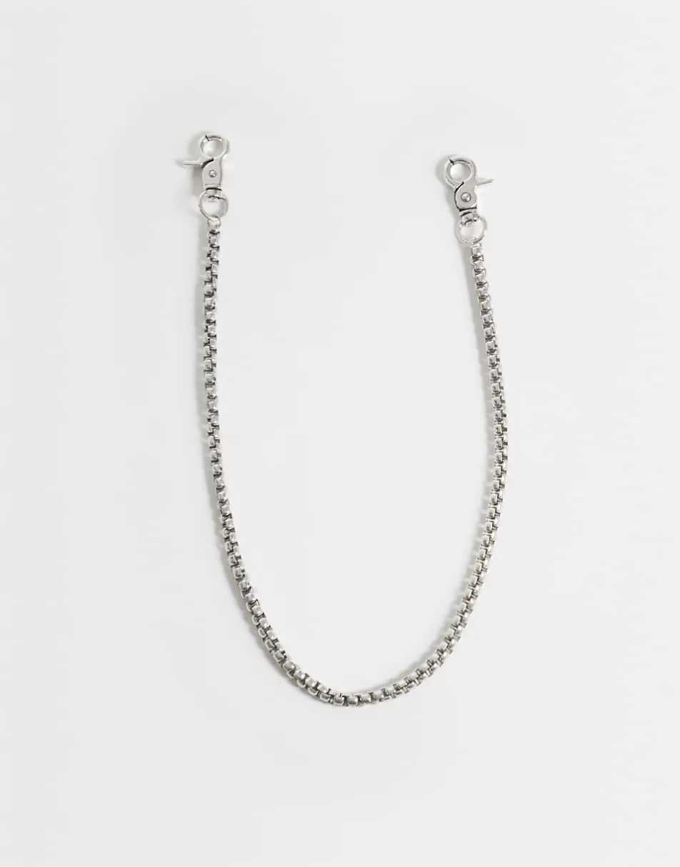 ASOS DESIGN chunky box link jeans chain in burnished silver