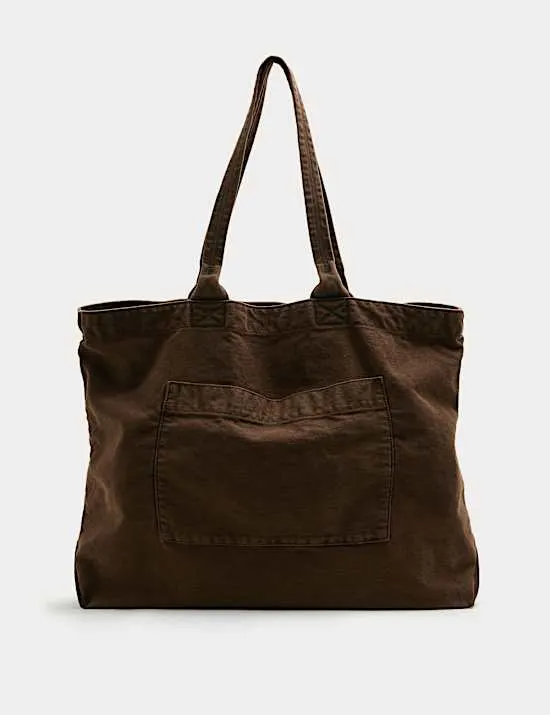 Pure Cotton Textured Twill Shopper Bag