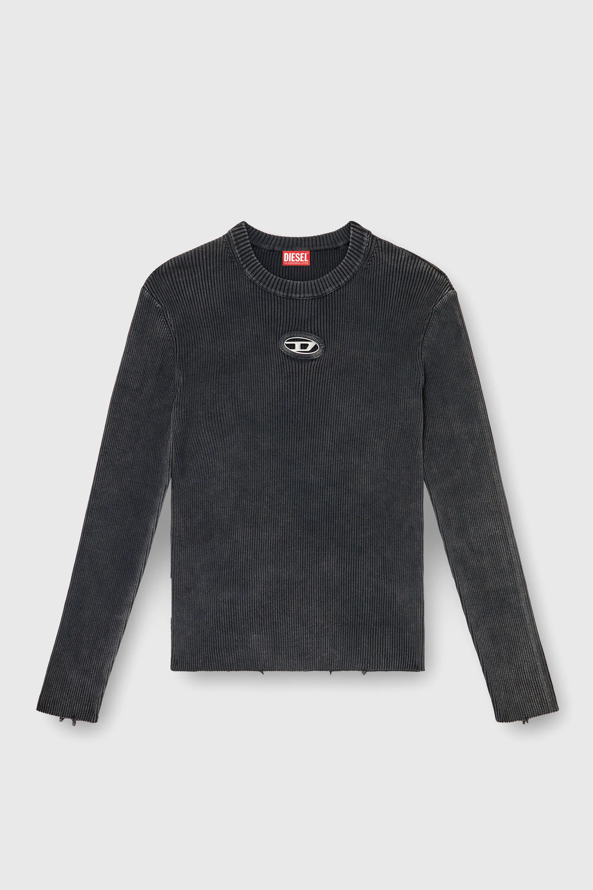 Distressed jumper with cut-out logo