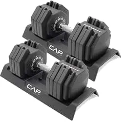 CAP ADJUSTABELL Adjustable Dumbbell Weights - Singles & Pairs | 12.5 lb, 25 lb & 55 lb | Multiple Handle Options