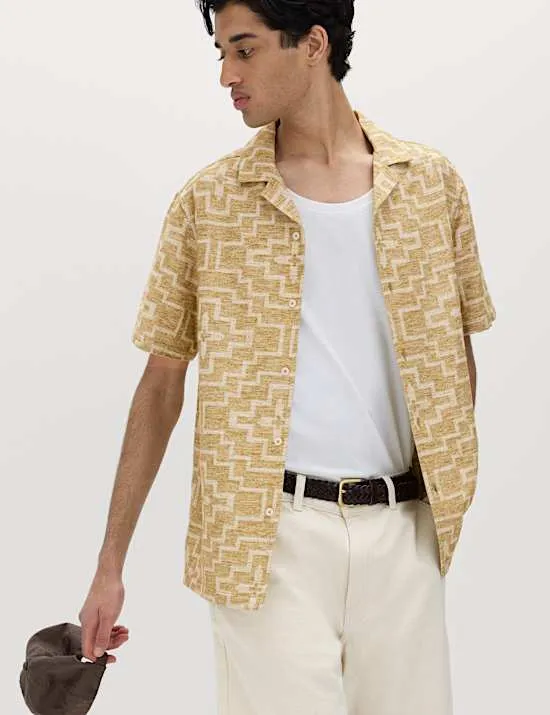 Cotton Rich Geometric Short Sleeve Shirt