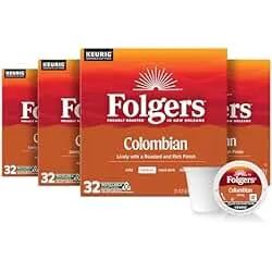 Folgers Colombian Medium Roast Coffee, 128 Keurig K-Cup Pods