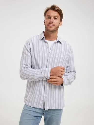 Just Jeans Long Sleeve Textured Stripe Shirt