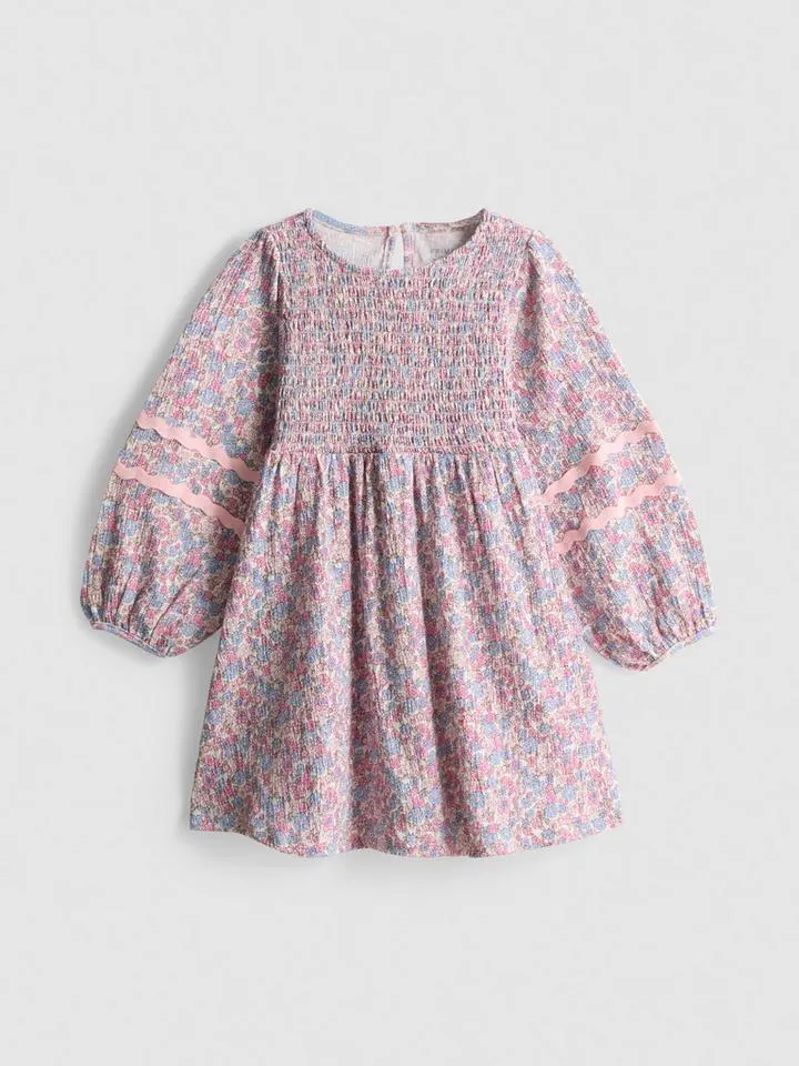 1–9 ans | Robe froncée à smock et manches ballon