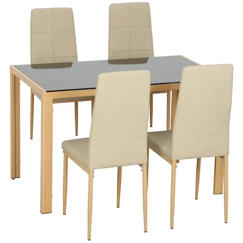 5 Piece Dining Set Table and 4 Chairs Set for 4 People