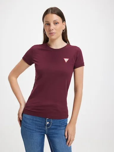 Guess Jeans Regular Mini Triangle Tee In Red Noir