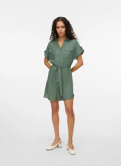 Overhemdjurken Vmbumpy Ss Short Shirt Dress Wvn Noos dames grijs