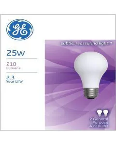 GE 25W Soft White General Purpose 2 pk