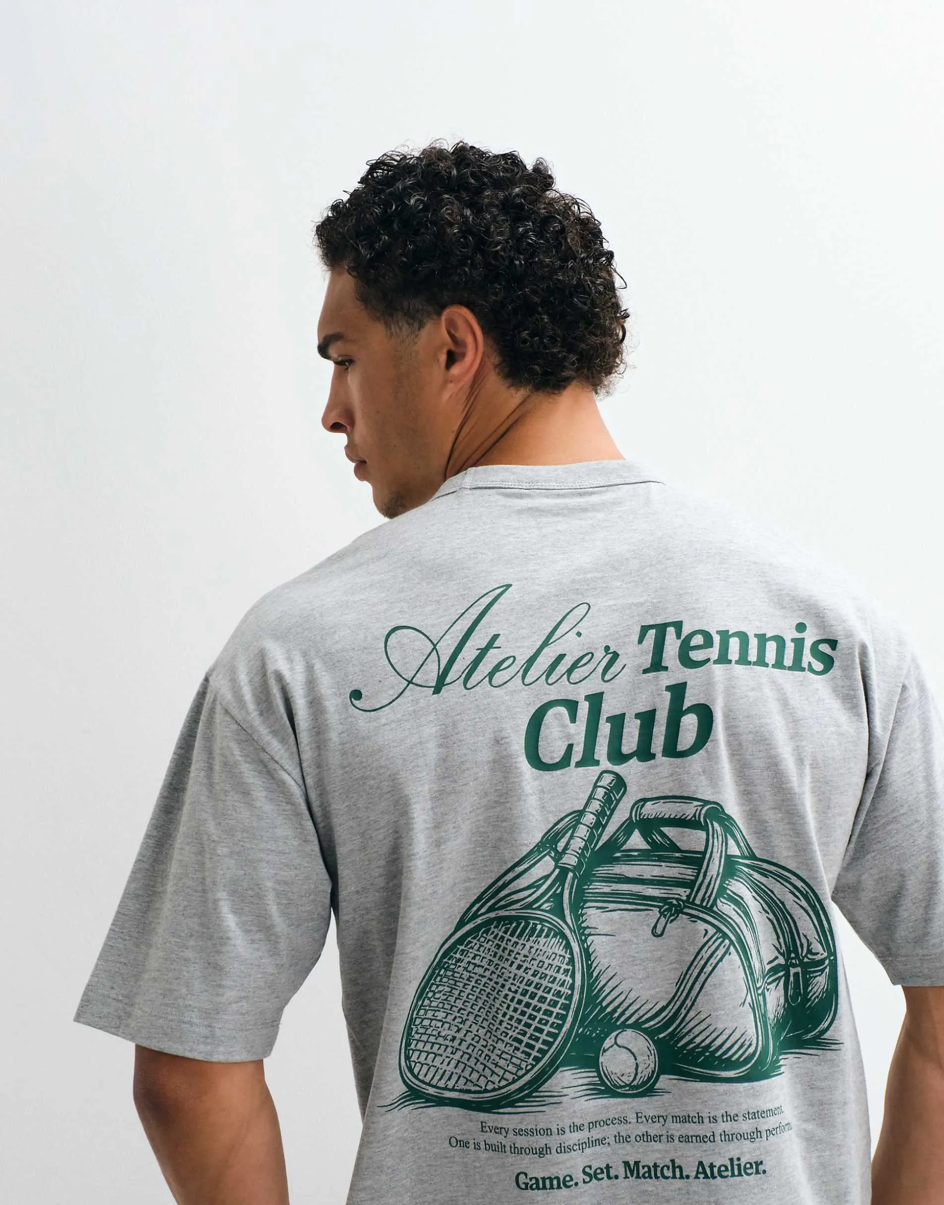 ASOS DESIGN oversized tee with Dunlop Tennis in Grey Marl