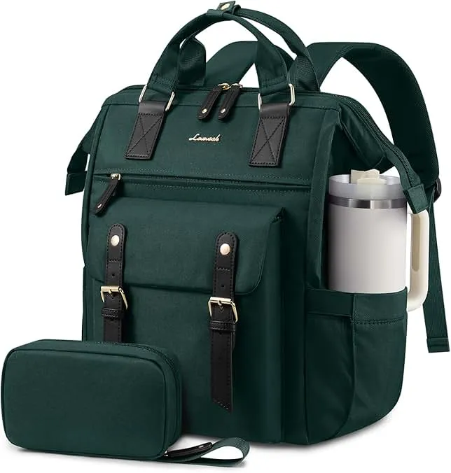 LOVEVOOK Laptop Backpack for Women with Giant Tumbler Holder Pocket,15.6 inch Waterproof Travel Backpack Purse Computer Laptop…