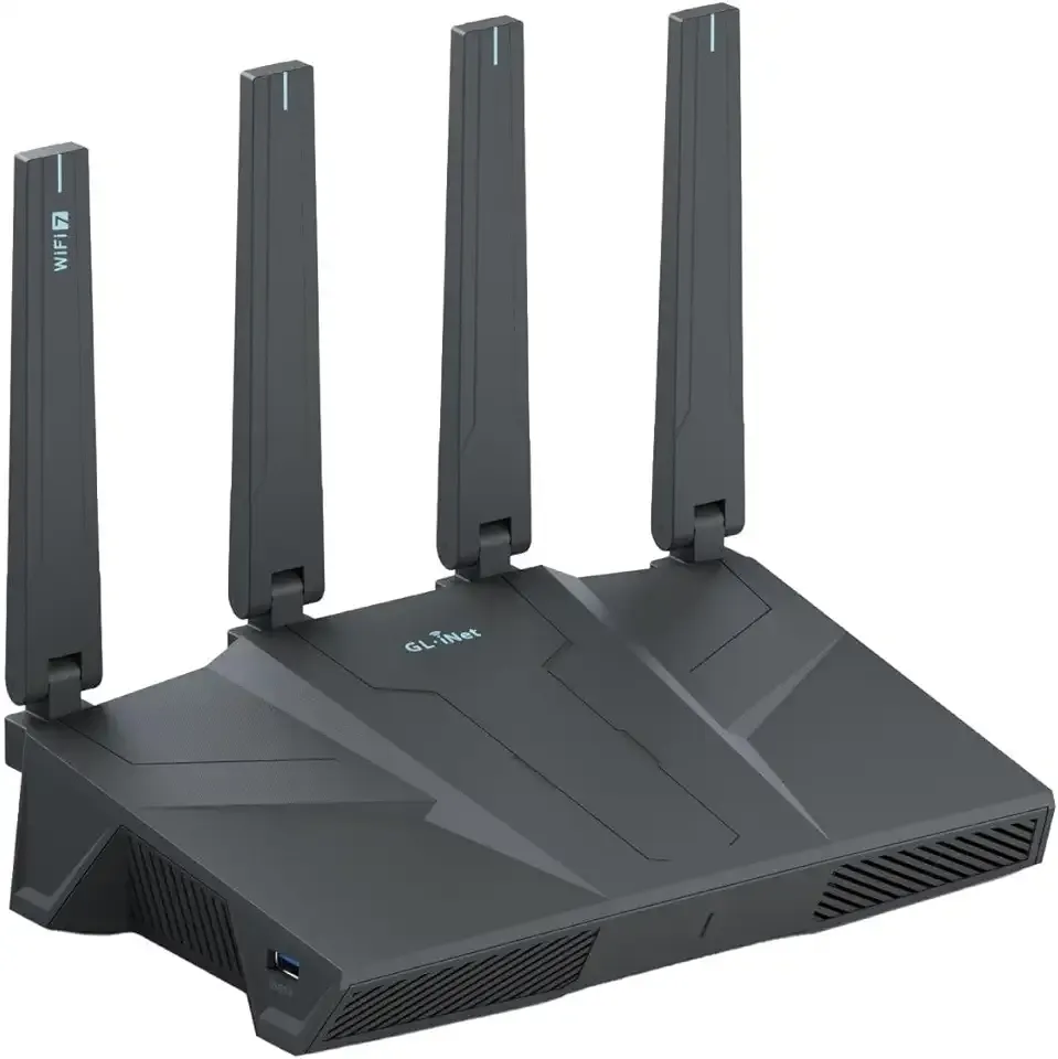GL.iNet GL-BE6500 (Flint 3e) WiFi 7 Router, High-Speed WiFi Router for Wireless Internet w/VPN, 5 x 2.5G Ethernet Port for Fiber Optic Modem, Long Range Large Home, Business & Gaming Computer Routers