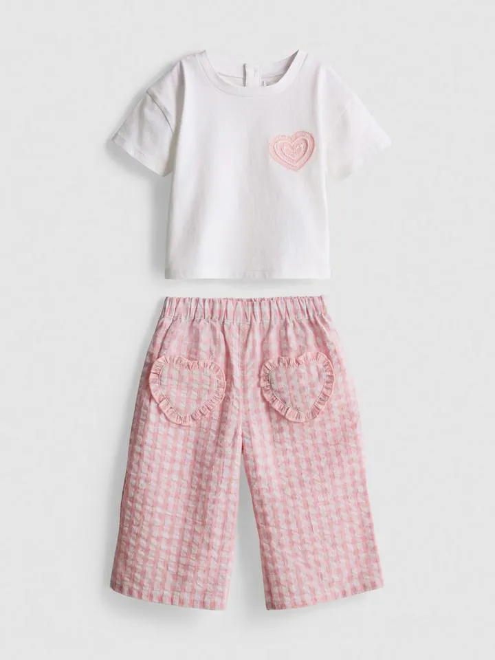 0–36 mois | Ensemble t-shirt et pantalon à poche cœur