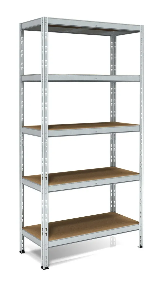 Scaffale in kit SPACEO Pokerino 5 ripiani L 90 x P 40 x H 180 cm grigio, portata per ripiano 175 kg