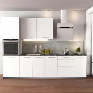 Cocina en kit DELINIA ID con altos SEVILLA blanco brillo 3.00 m