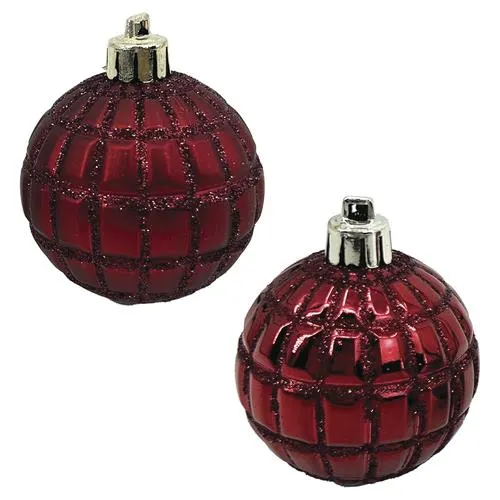 Enchanted Forest® 60mm Dark Red Glittered Shatterproof Ornaments - 6 Pack