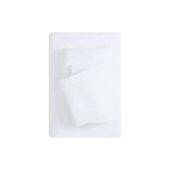 Mainstays Super Soft Brushed Microfiber Bed Sheet Set, Arctic White, Queen, 4 Piece