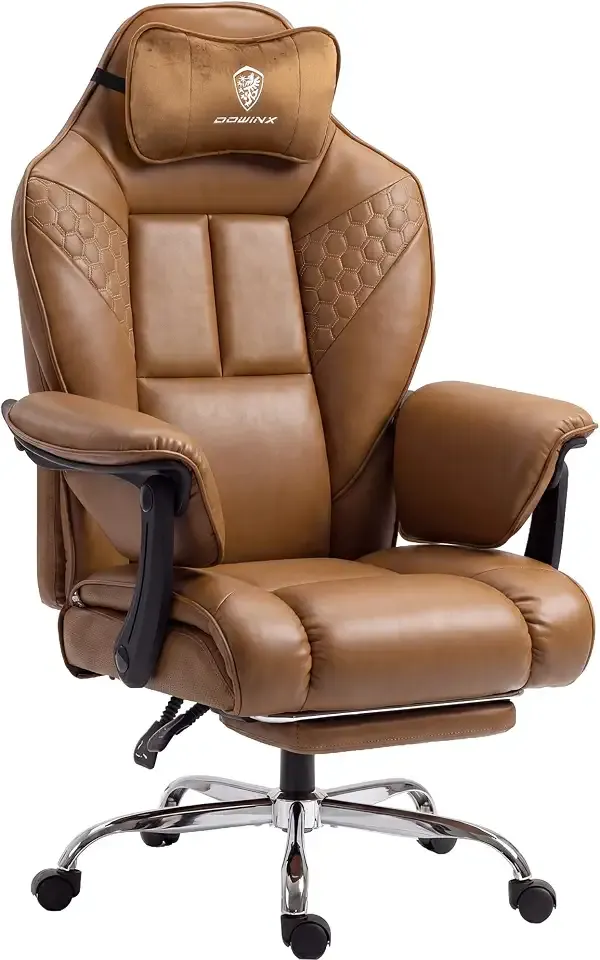 Dowinx Big and Tall Gaming Chair with Footrest for Home Office 500LBS Brown